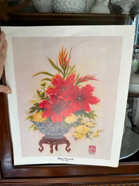 1960's Arthur Kaplan Lithograph K. Chin Tulips Orientale - Gem City Mercantile