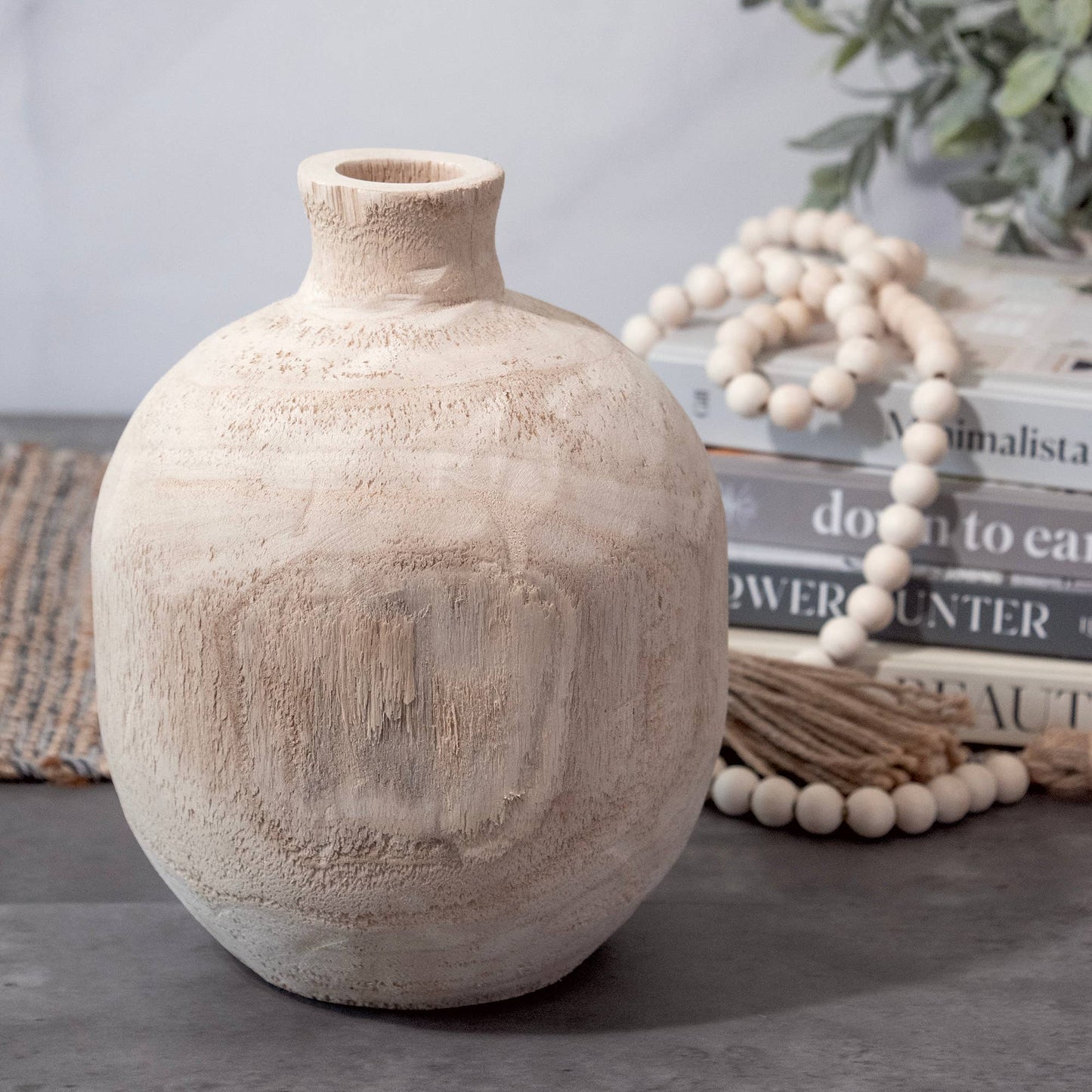 Paulownia Wood Round Vase - Small Size