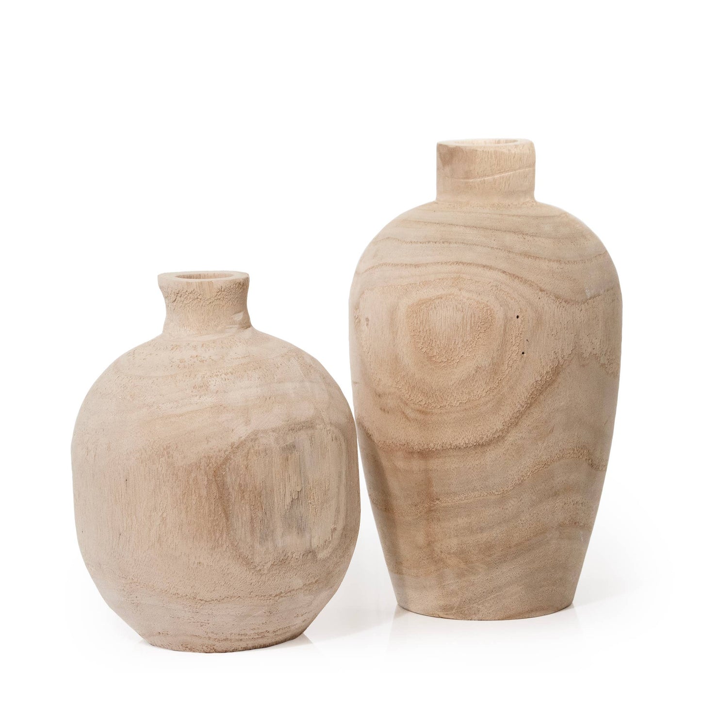 Paulownia Wood Round Vase - Small Size