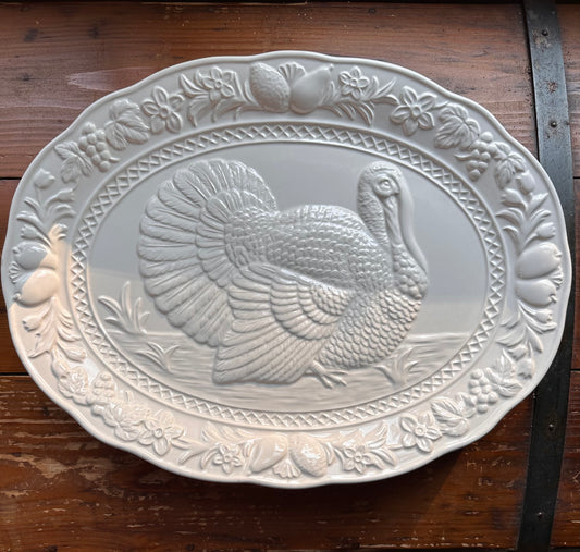 Vintage White Turkey Platter