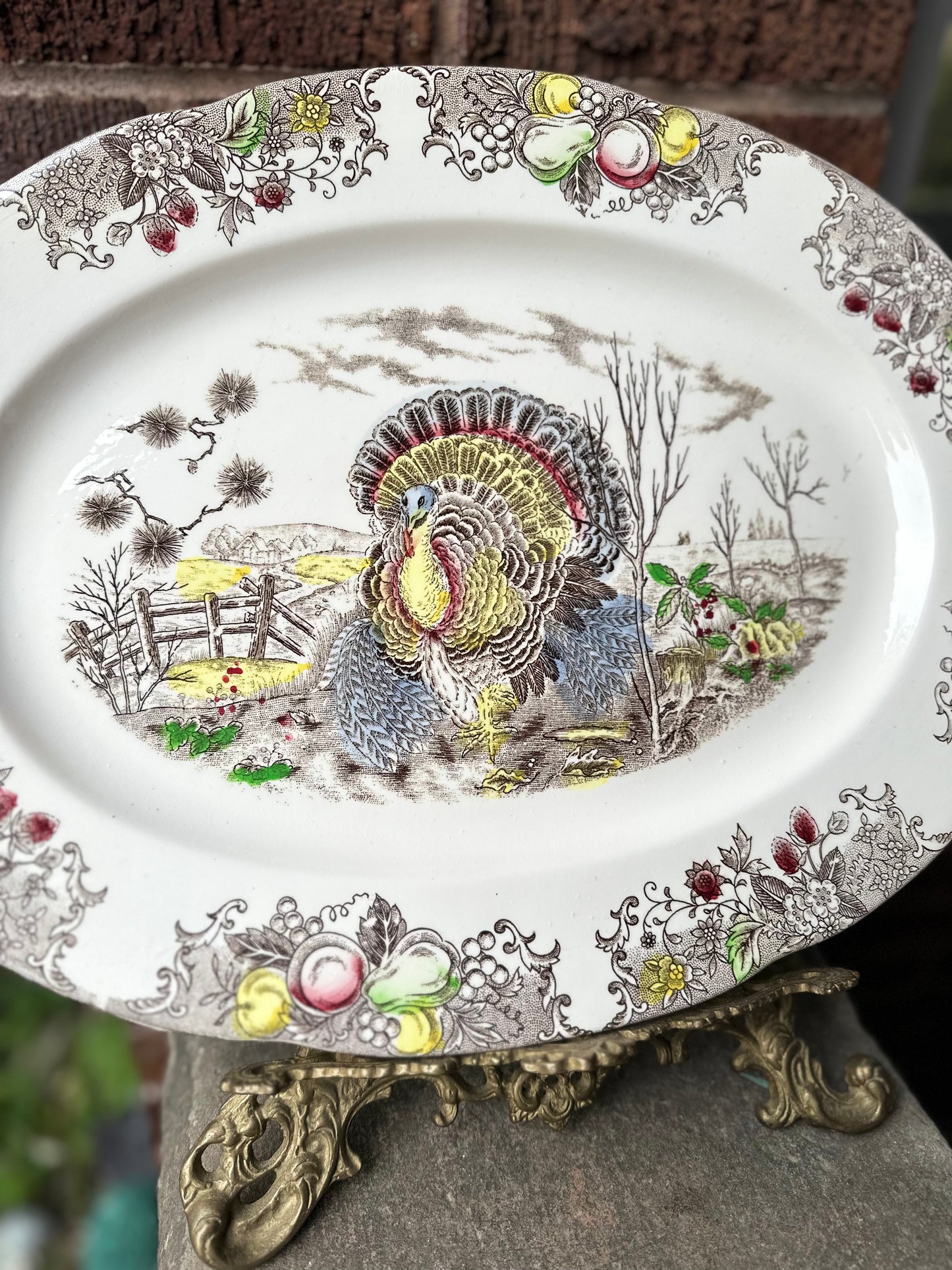 Vintage Transferware Turkey Platter