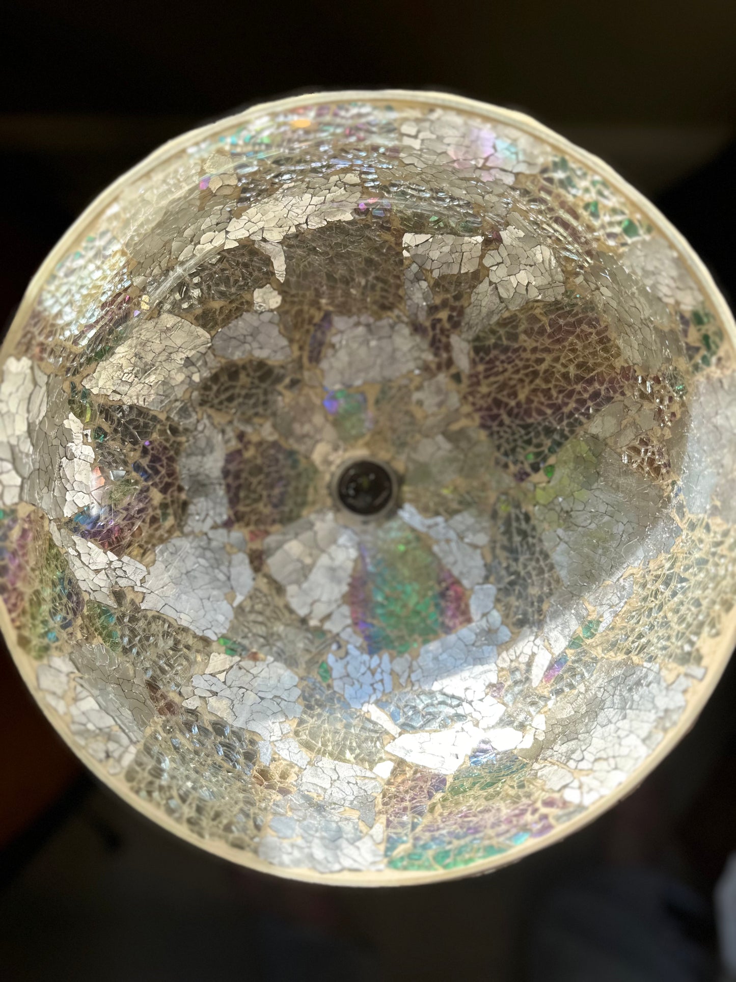 Vintage Mosaic Iridescent Pedestal Bowl