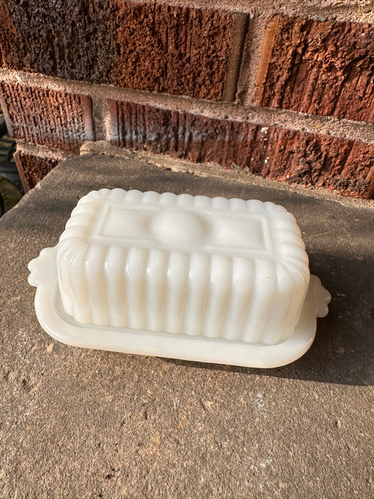 Vintage Hazel Atlas Milk Glass Butter Dish