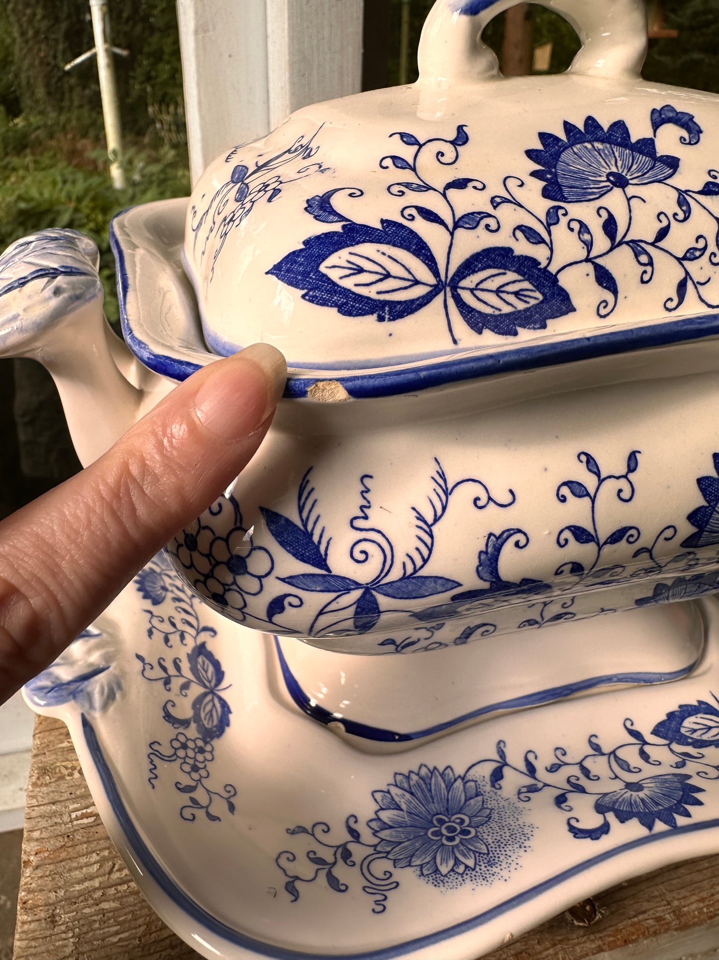 Vintage Blue & White Tureen with Under Plate