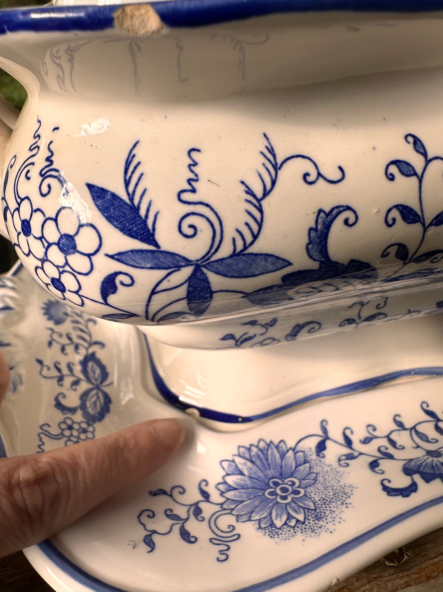 Vintage Blue & White Tureen with Under Plate