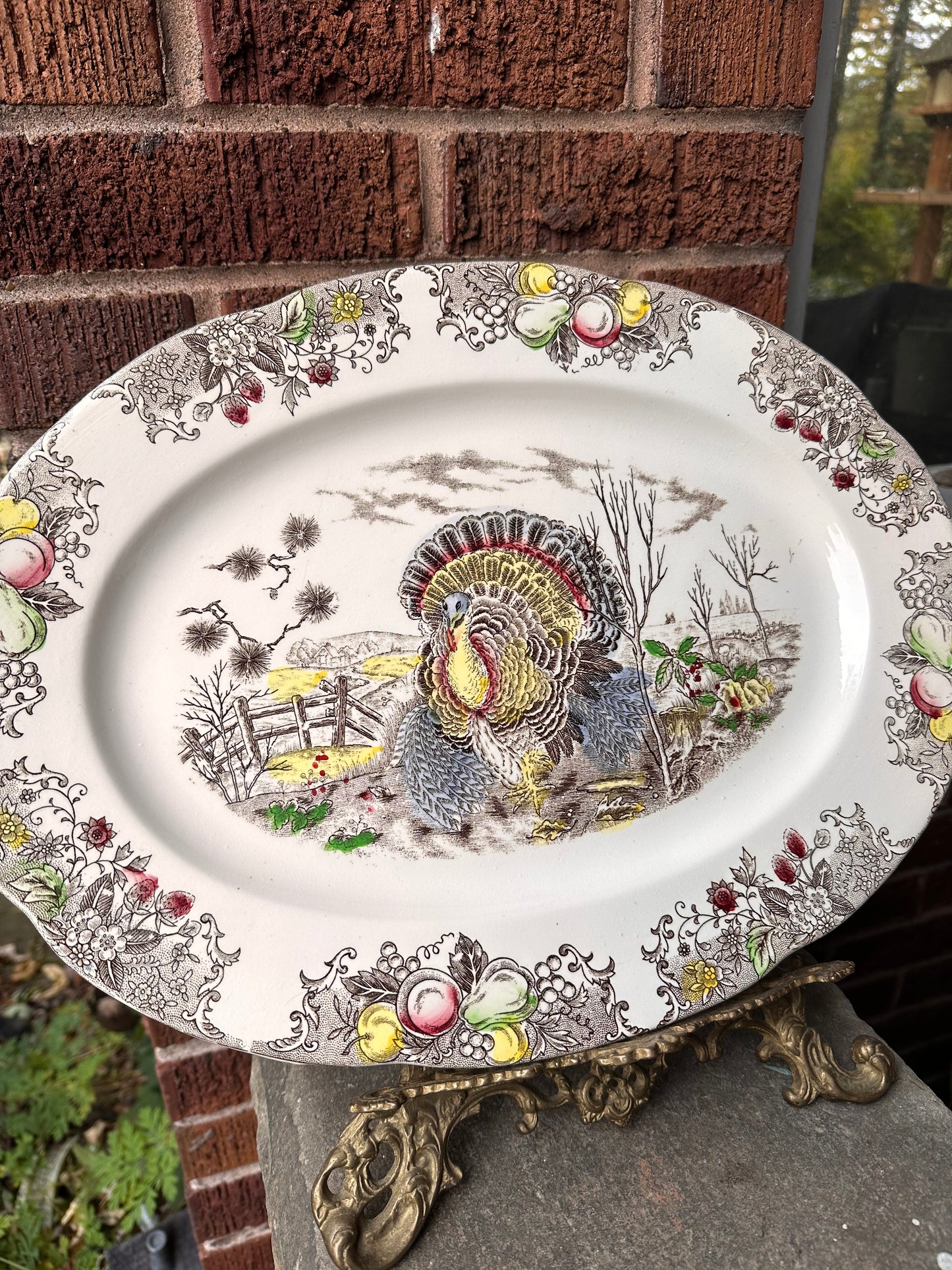 Vintage Transferware Turkey Platter