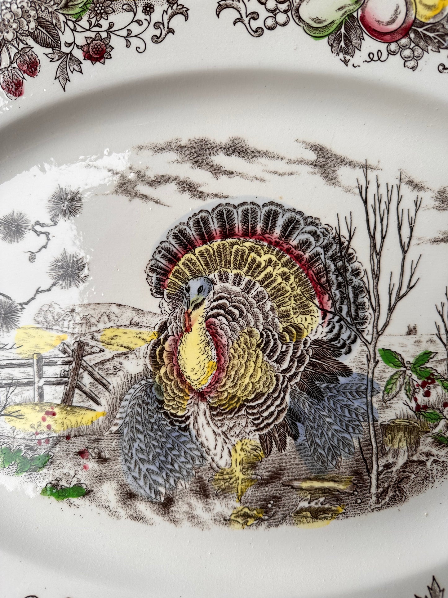 Vintage Transferware Turkey Platter