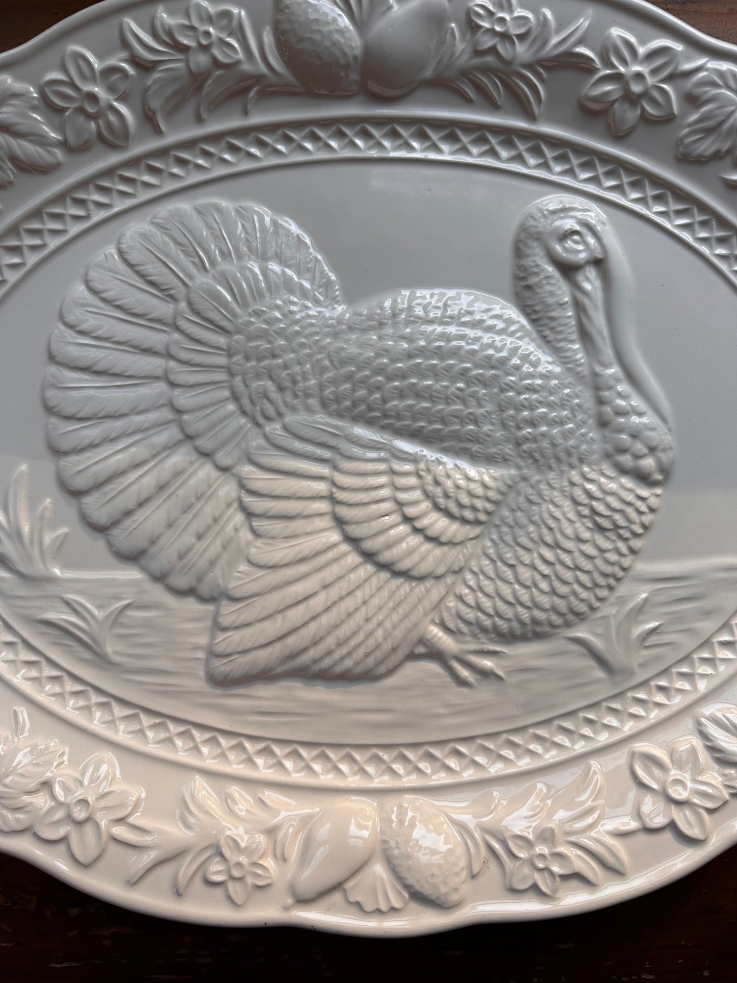 Vintage White Turkey Platter