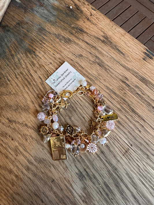 Light Pink and Gold Charm Bracelet