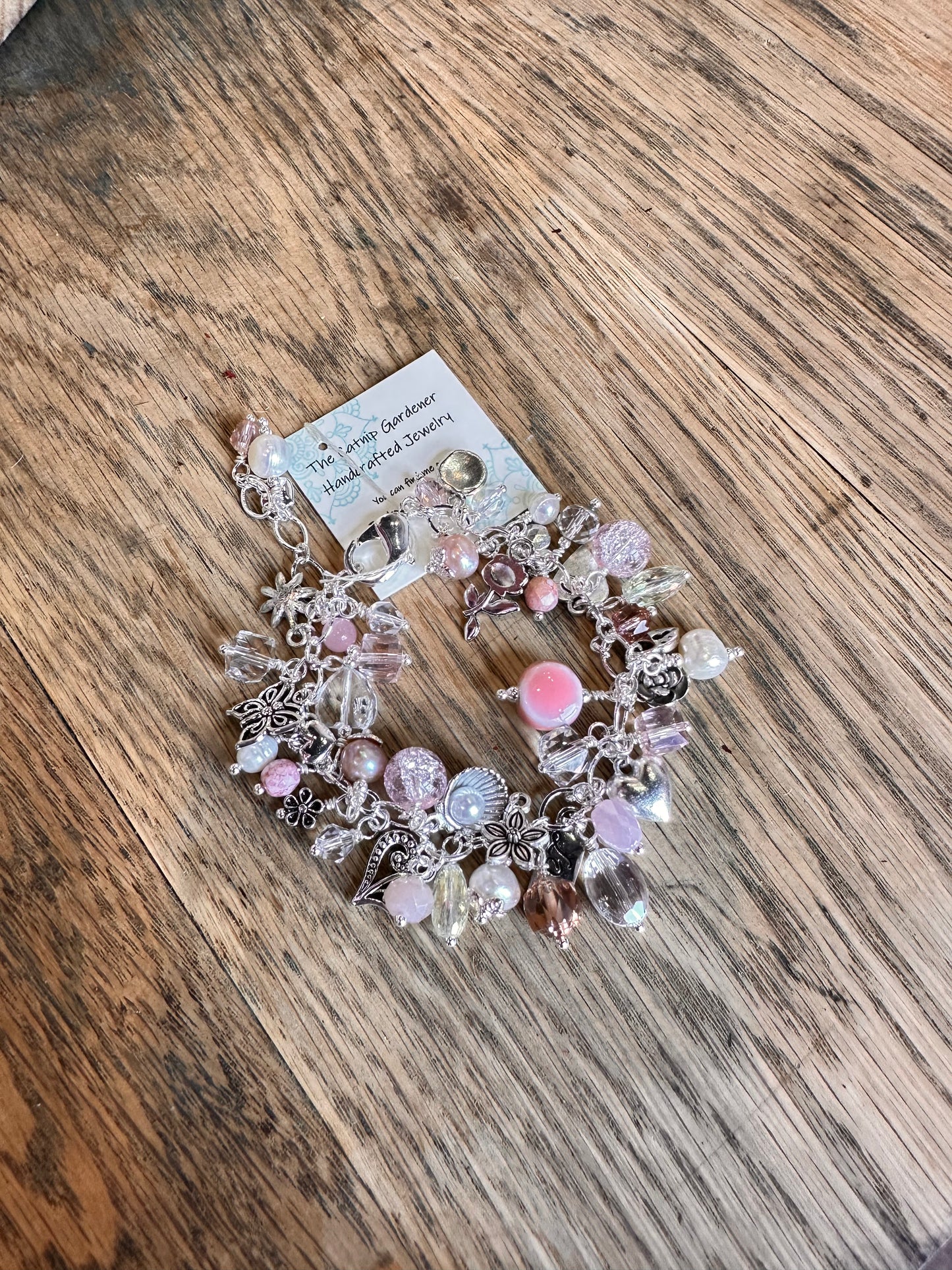 Light Pink and Silver Charm Bracelet