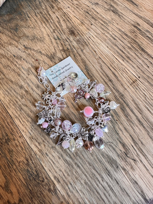 Light Pink and Silver Charm Bracelet