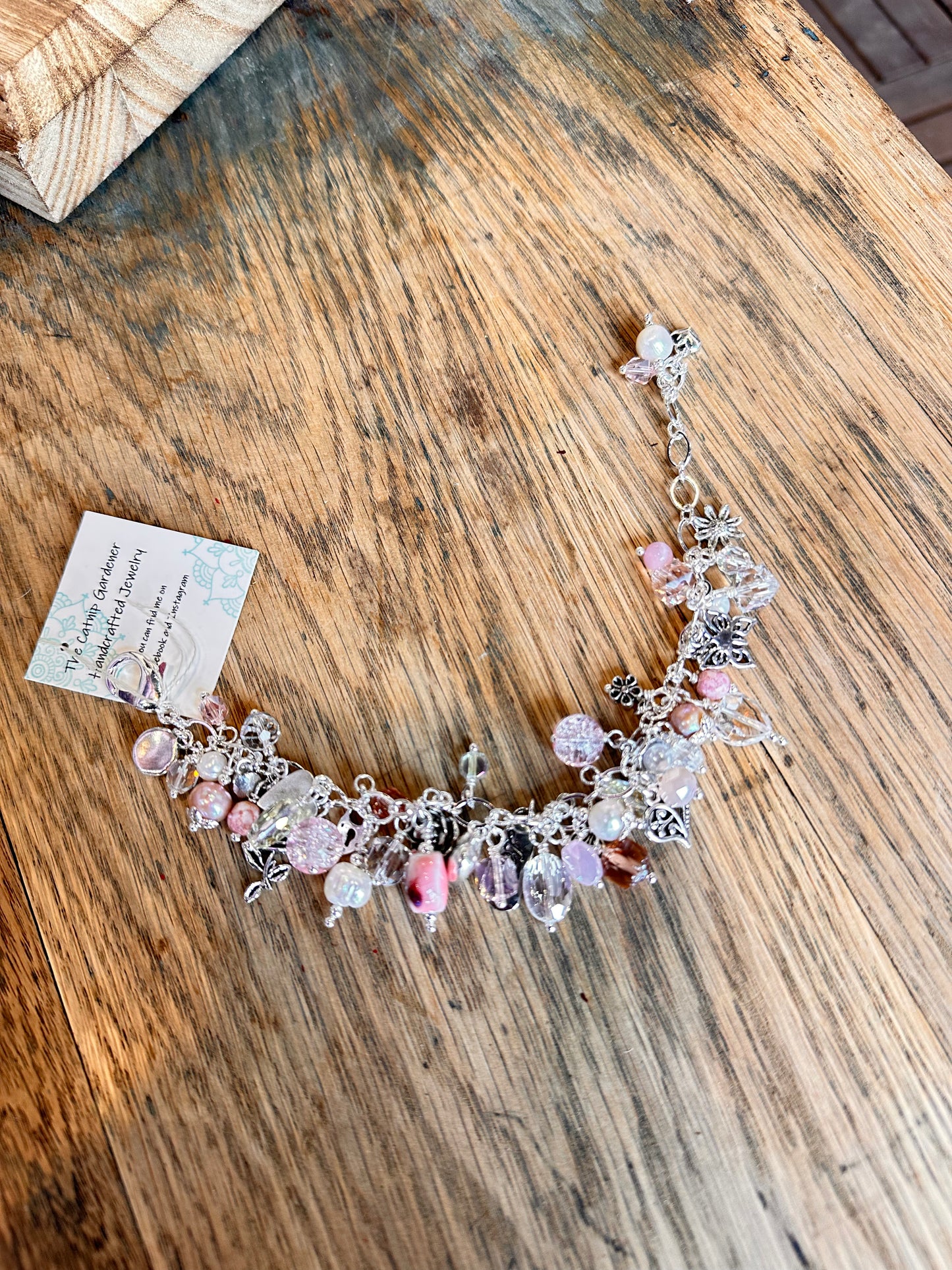 Light Pink and Silver Charm Bracelet