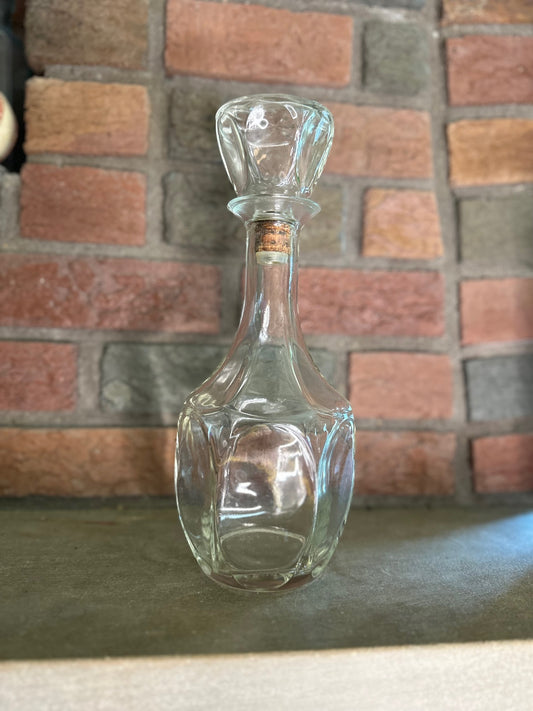 Vintage Glass Six-Sided Decanter