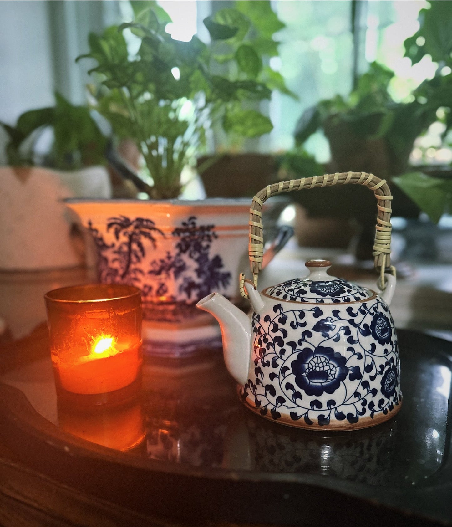 Blue and White Floral Tea Pot - Gem City Mercantile