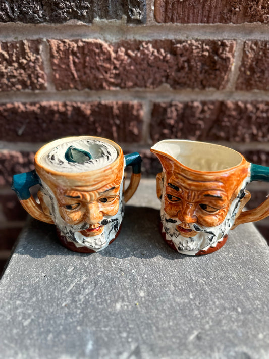 Vintage Toby Sugar Bowl and Creamer Set