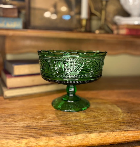 Indiana Glass Green Pedestal Dish