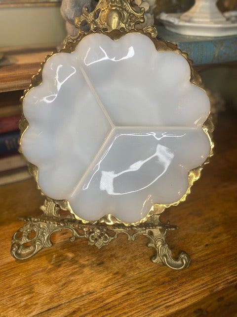 Vintage Anchor Hocking Milk Glass Relish Dish