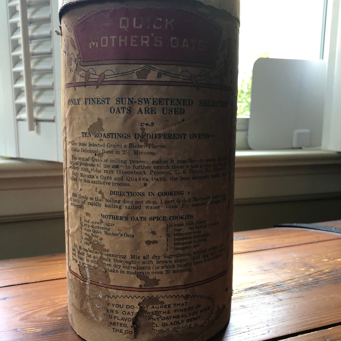 Vintage Mother’s Oats Cardboard Canister