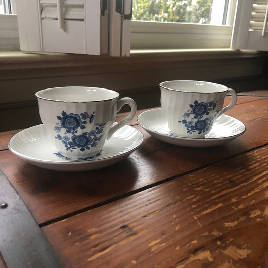 Enoch Wedgwood Royal Blue Ironstone Cups&Saucer-2