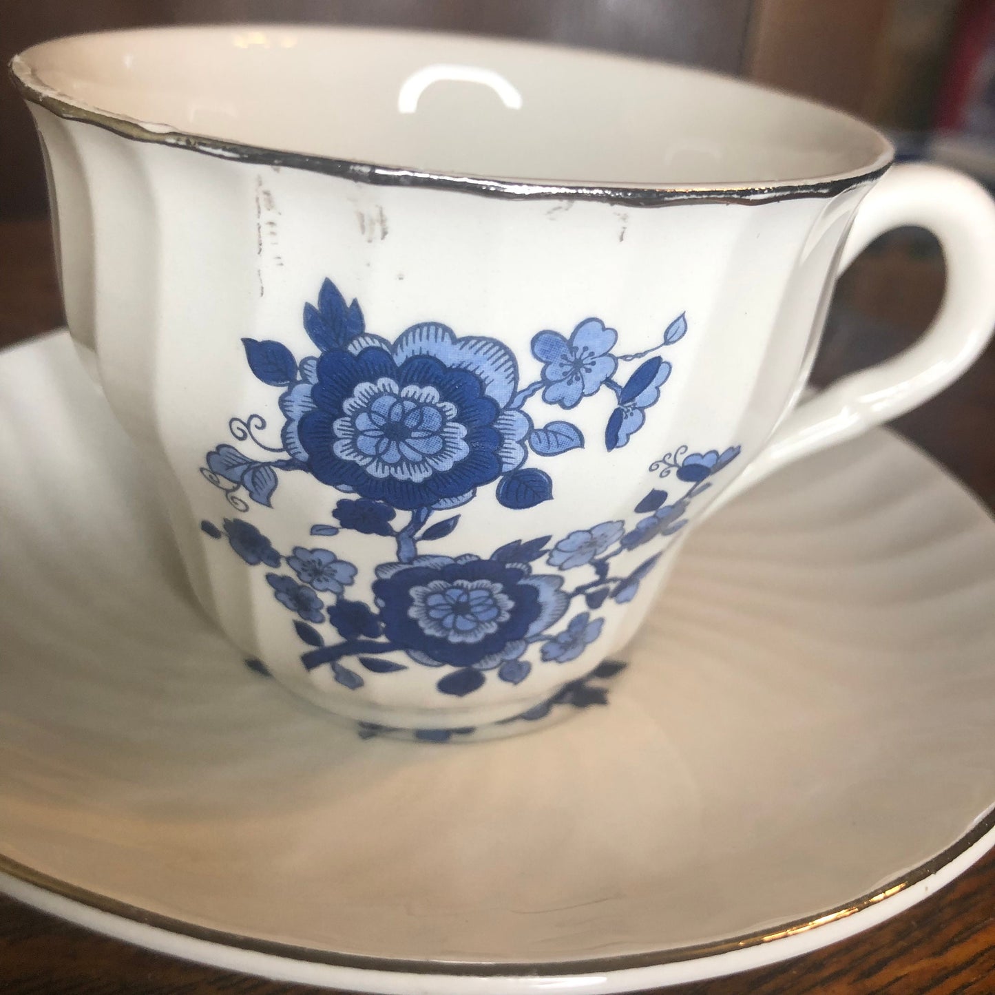 Enoch Wedgwood Royal Blue Ironstone Cups&Saucer-2