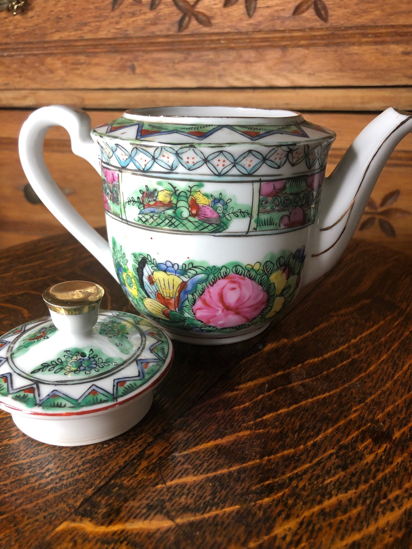 Vintage Rose Canton Tea Pot