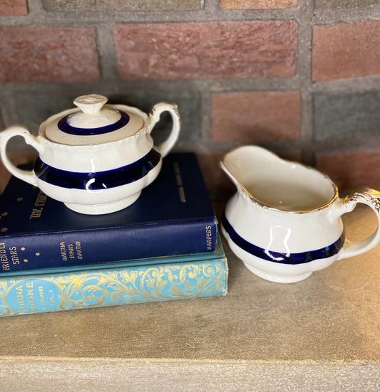 Vintage Grindley Creampetal Sugar Bowl and Creamer Set